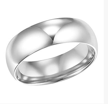White Gold Low Dome Comfort Fit Wedding Band