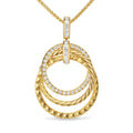 David Yurman Yellow Gold Crossover Trio Pendant Necklace with Diamonds
