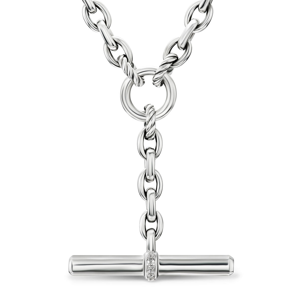 David Yurman Sterling Silver Mercer Petite Toggle Necklace with Diamonds