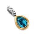 David Yurman Silver and Yellow Gold Mini Pear Hamption Blue Topaz Enhancer