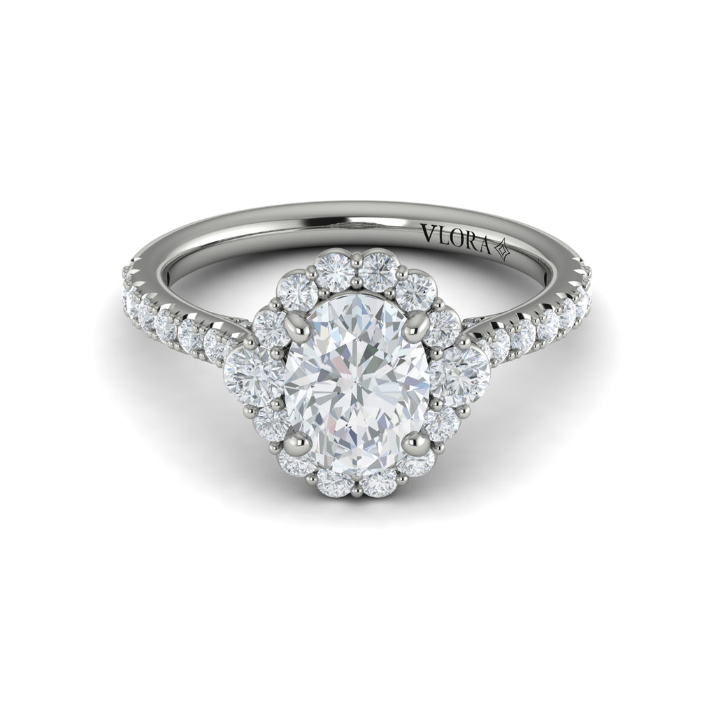 Vlora Oval Diamond Halo Engagement Ring Mounting