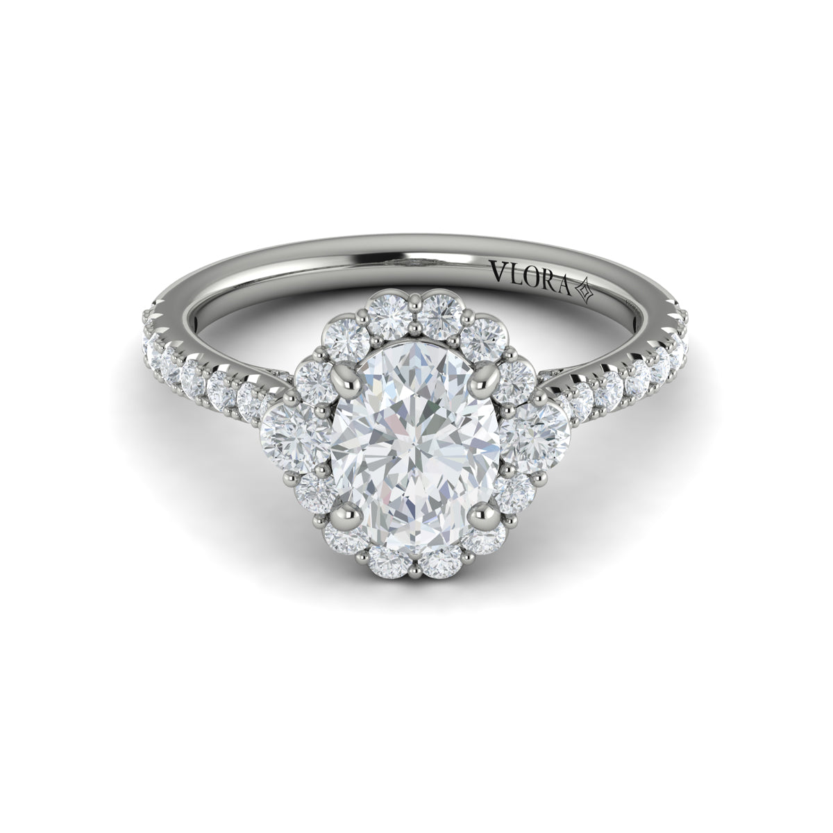 Vlora Oval Diamond Halo Engagement Ring Mounting