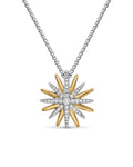 David Yurman Two Tone Starburst Diamond Pendant Necklace