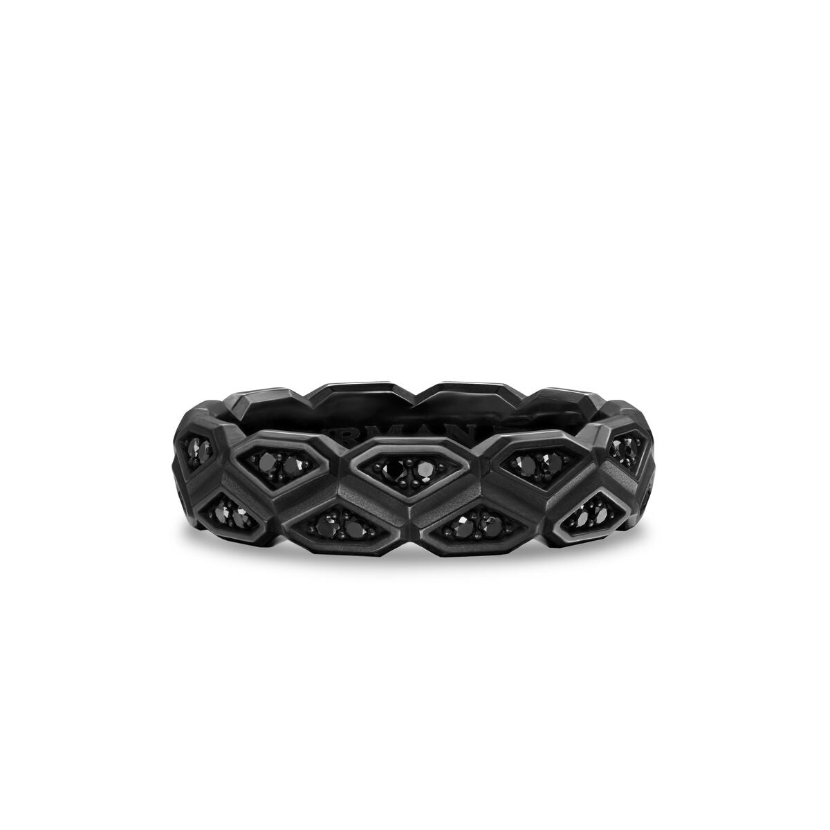 David Yurman Black Titanium 6 mm Hex Black Diamond Band Ring