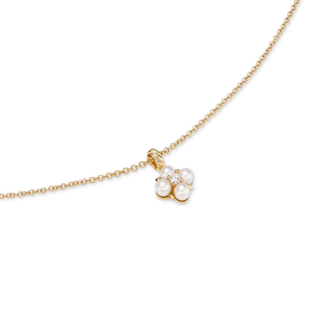 David Yurman Yellow Gold Petite Modern Renaissance Pearl Necklace