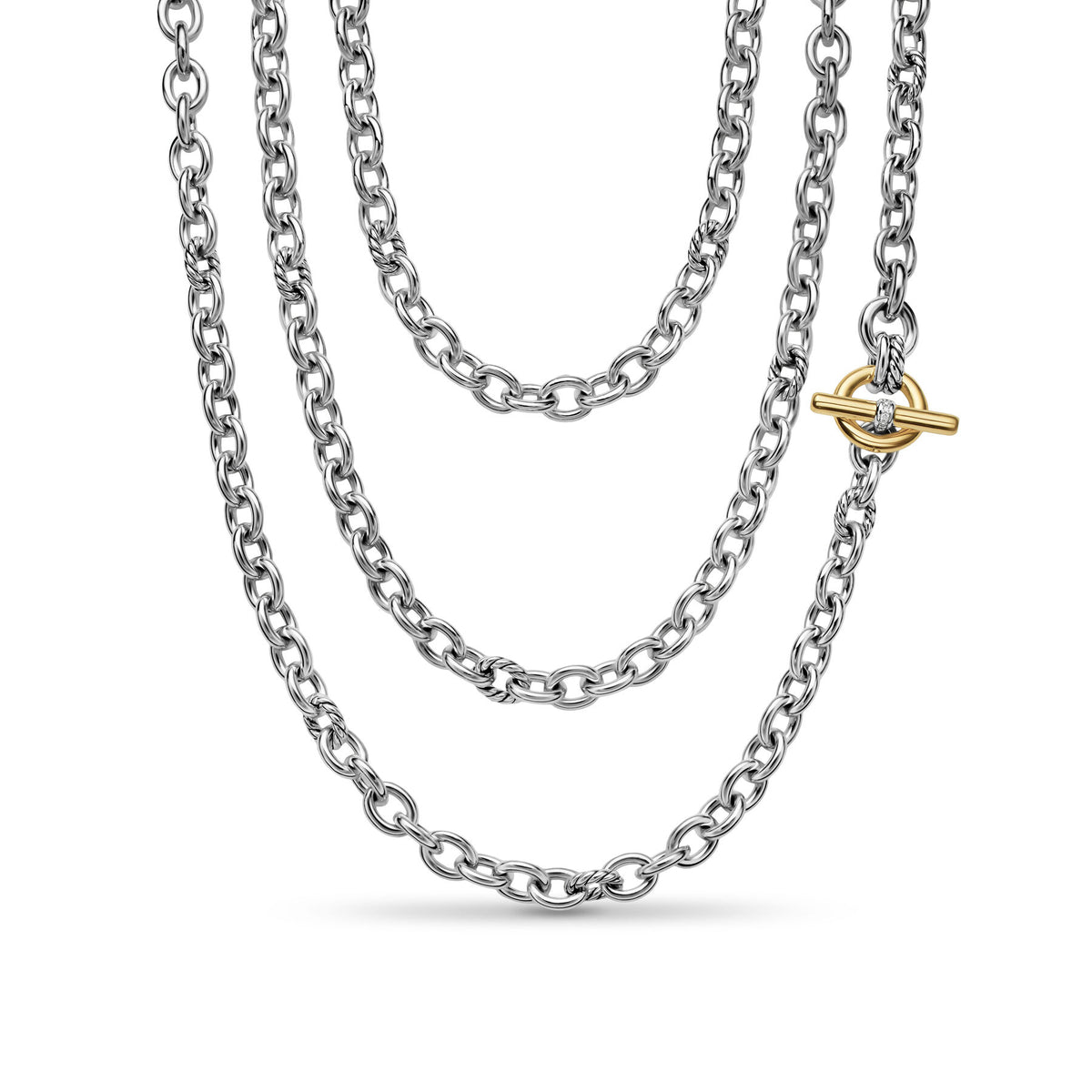 David Yurman Sterling Silver and Yellow Gold 8 mm Mercer Convertible Chain Necklace
