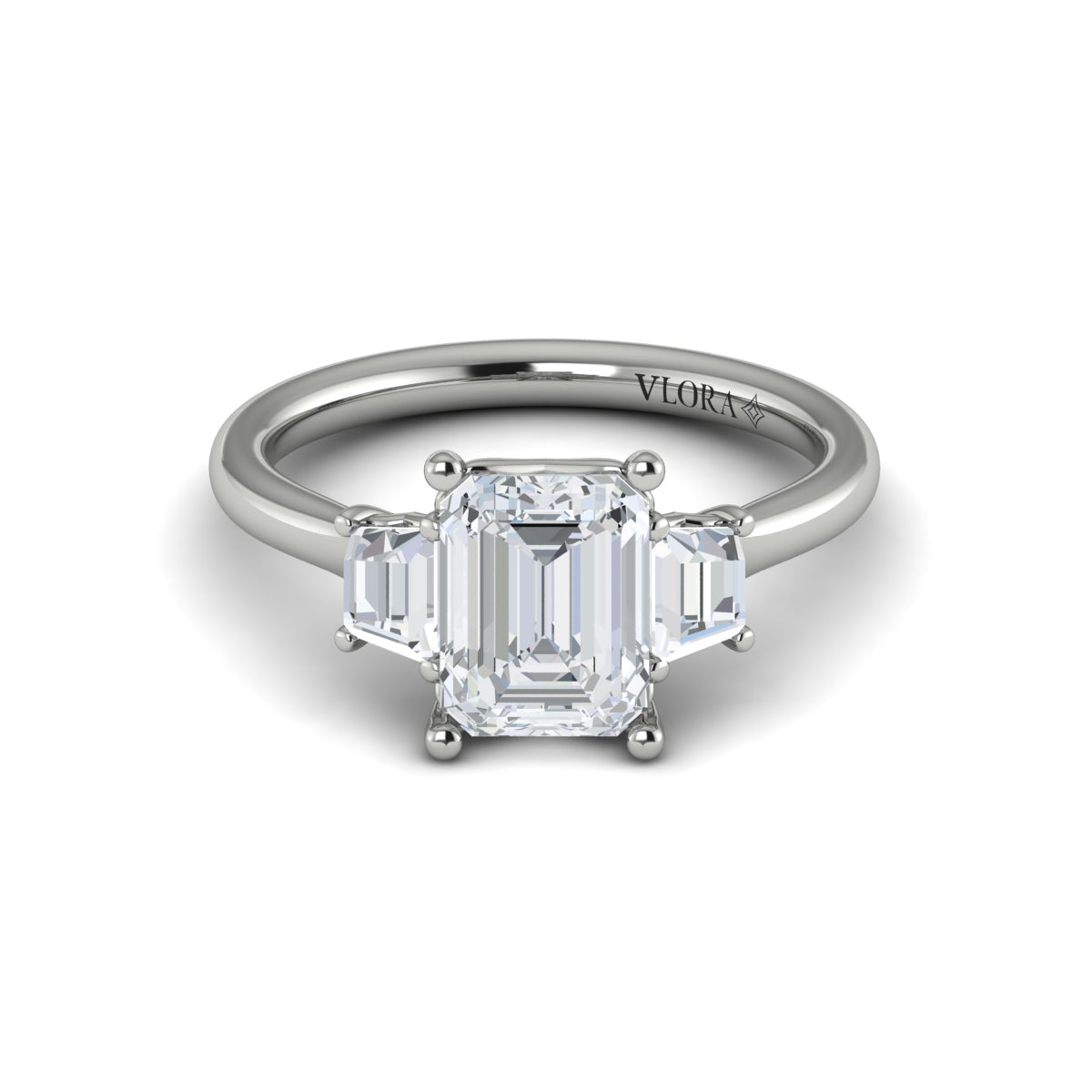 Vlora White Gold Diamond Side Stone Engagement Ring Mounting