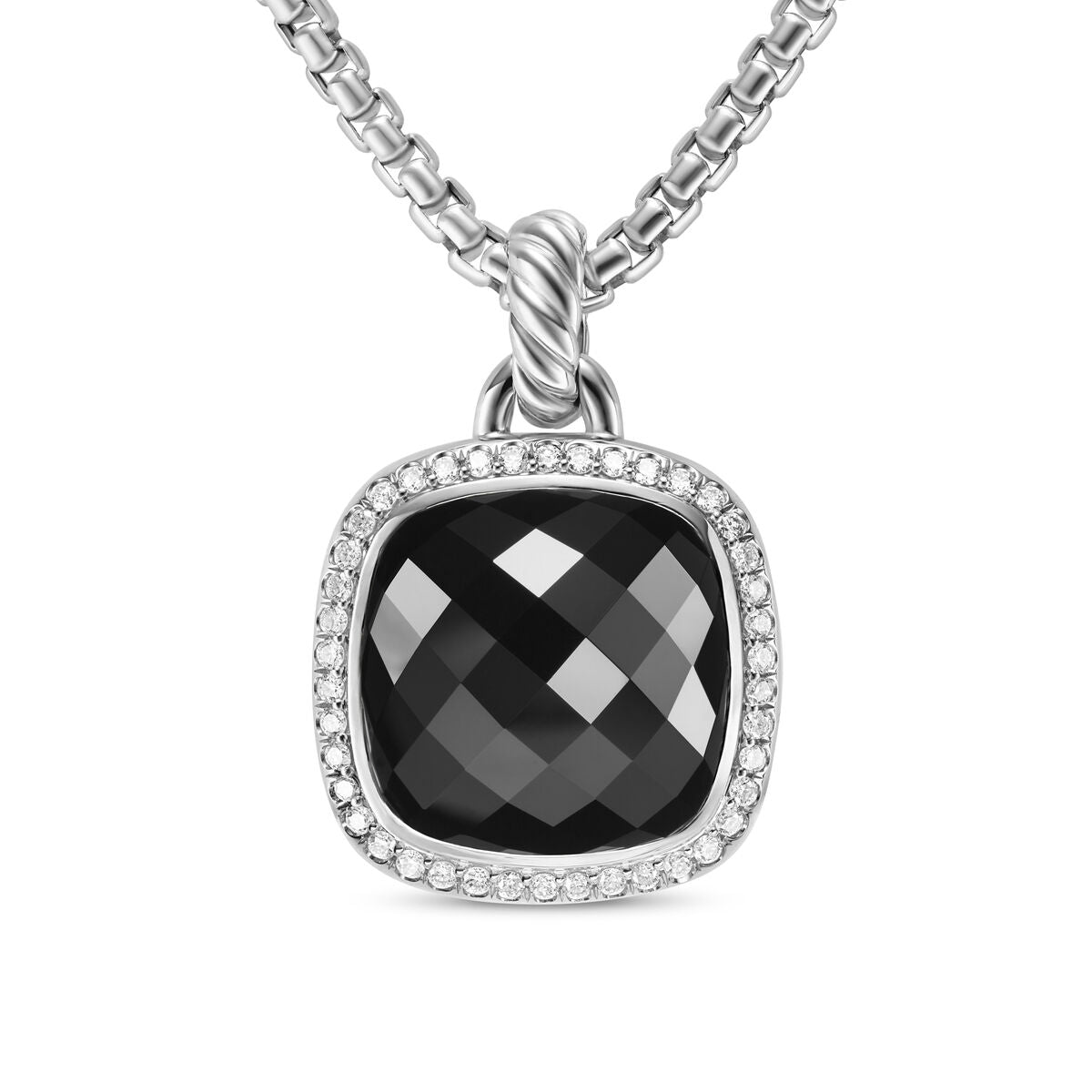 David Yurman Sterling Silver Albion Black Onyx Enhancer with Diamonds