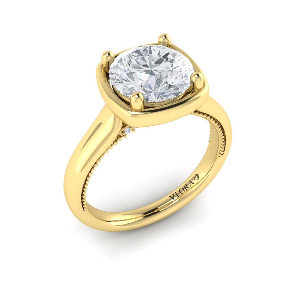 Vlora Yellow Gold Button Bezel Engagement Ring Mounting