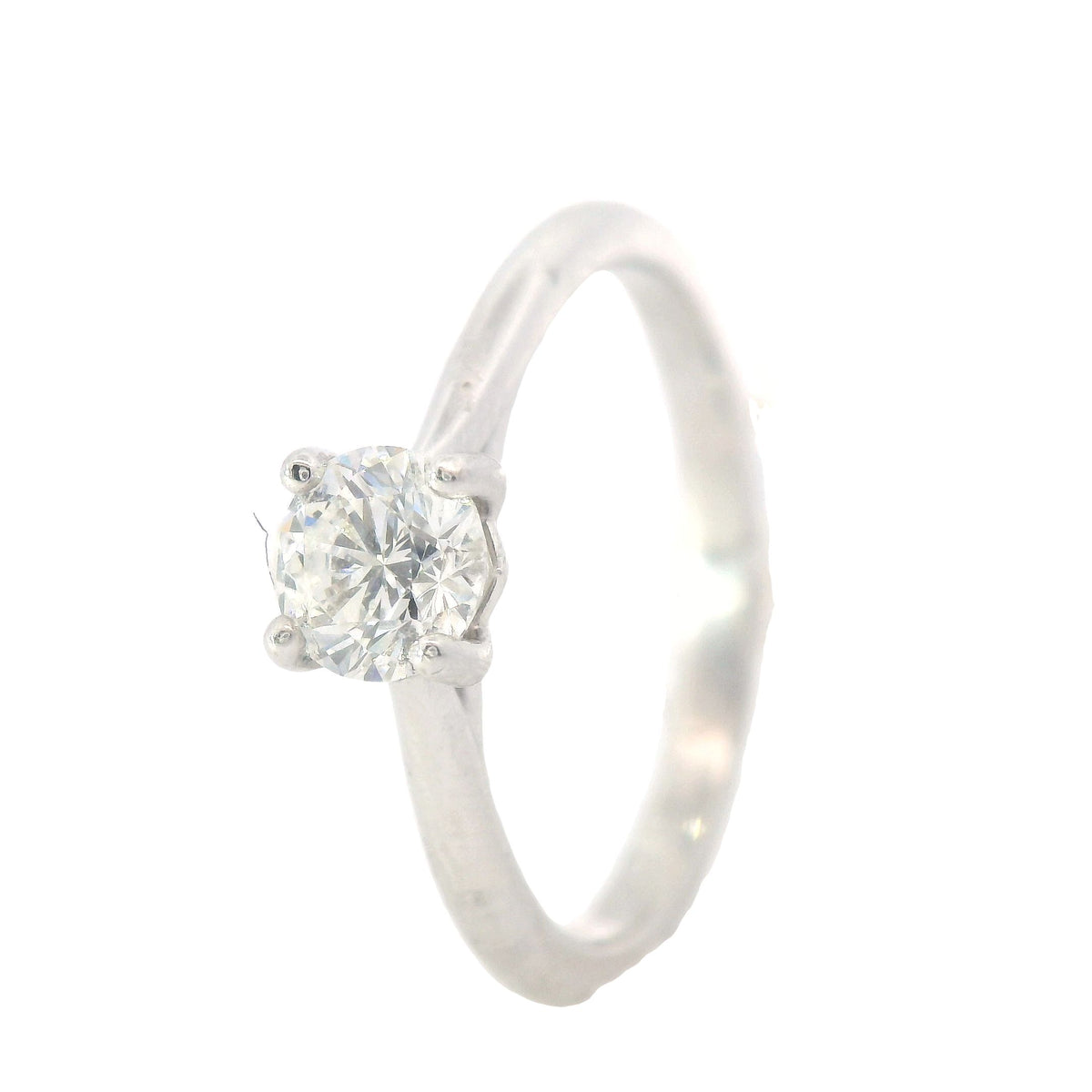 White Gold Solitaire Round Maurer Star Center Diamond Engagement Ring