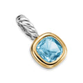 David Yurman Sterling Silver and Yellow Gold Mini Cushion Sky Blue Topaz Enhancer
