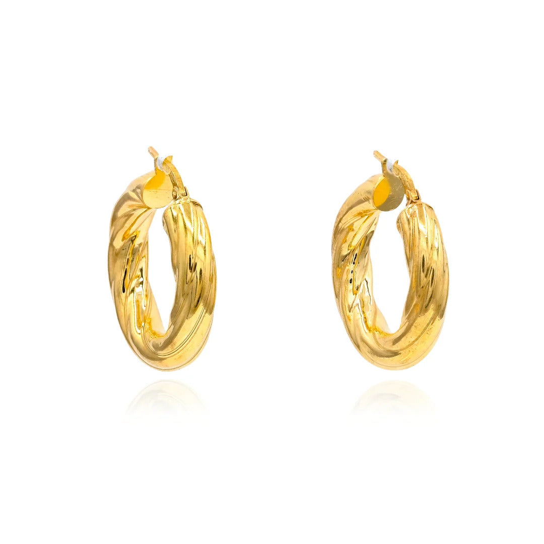 Yellow Gold Plated Sterling Silver Twisted Hoop Earrings