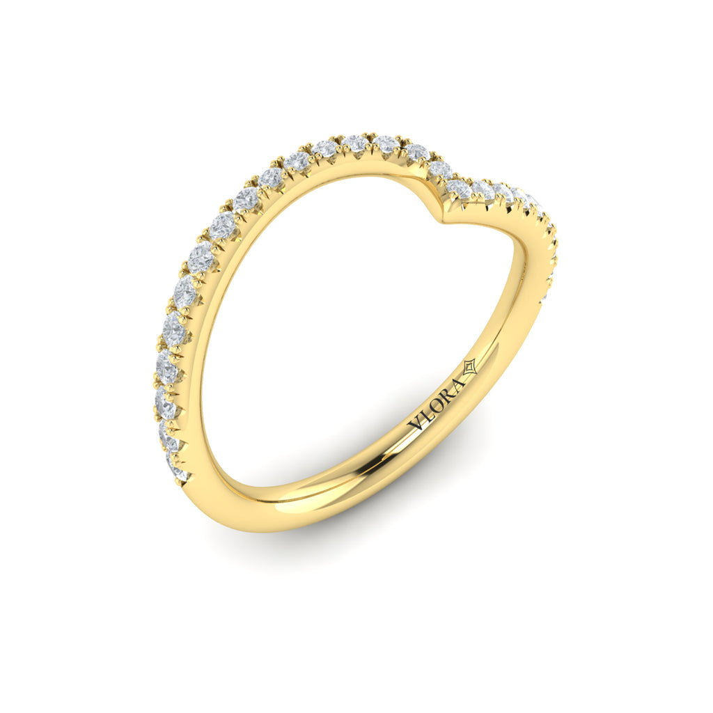 Vlora Yellow Gold Wave Contour Diamond Wedding Band