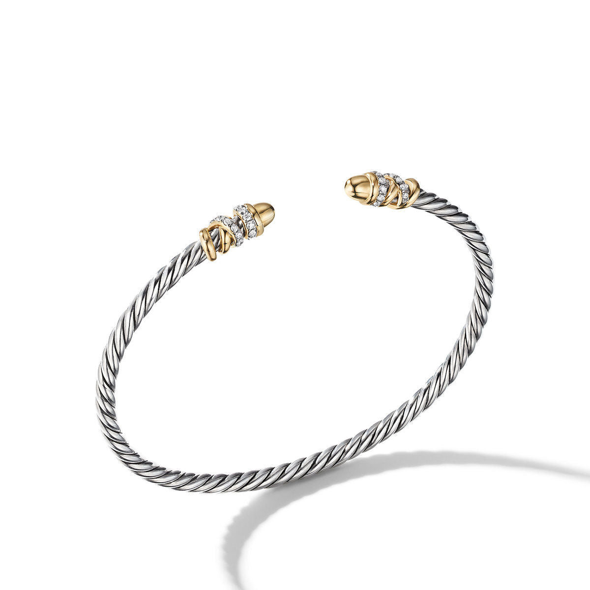 David Yurman Silver and Yellow Gold Petite Helena Classic Cable Bracelet