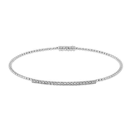 Simon G White Gold Diamond Bar Bead Bangle Bracelet