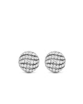 David Yurman Silver Sculpted Cable Diamond Stud Earrings