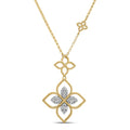 Roberto Coin Yellow Gold Double Princess Flower Open Frame Necklace