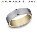 Ammara Stone Yellow Gold and Gray Tantalum Bevel Edge Satin Finish Wedding Band