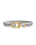 David Yurman Silver and Gold Cable Flex Buckle Bracelet