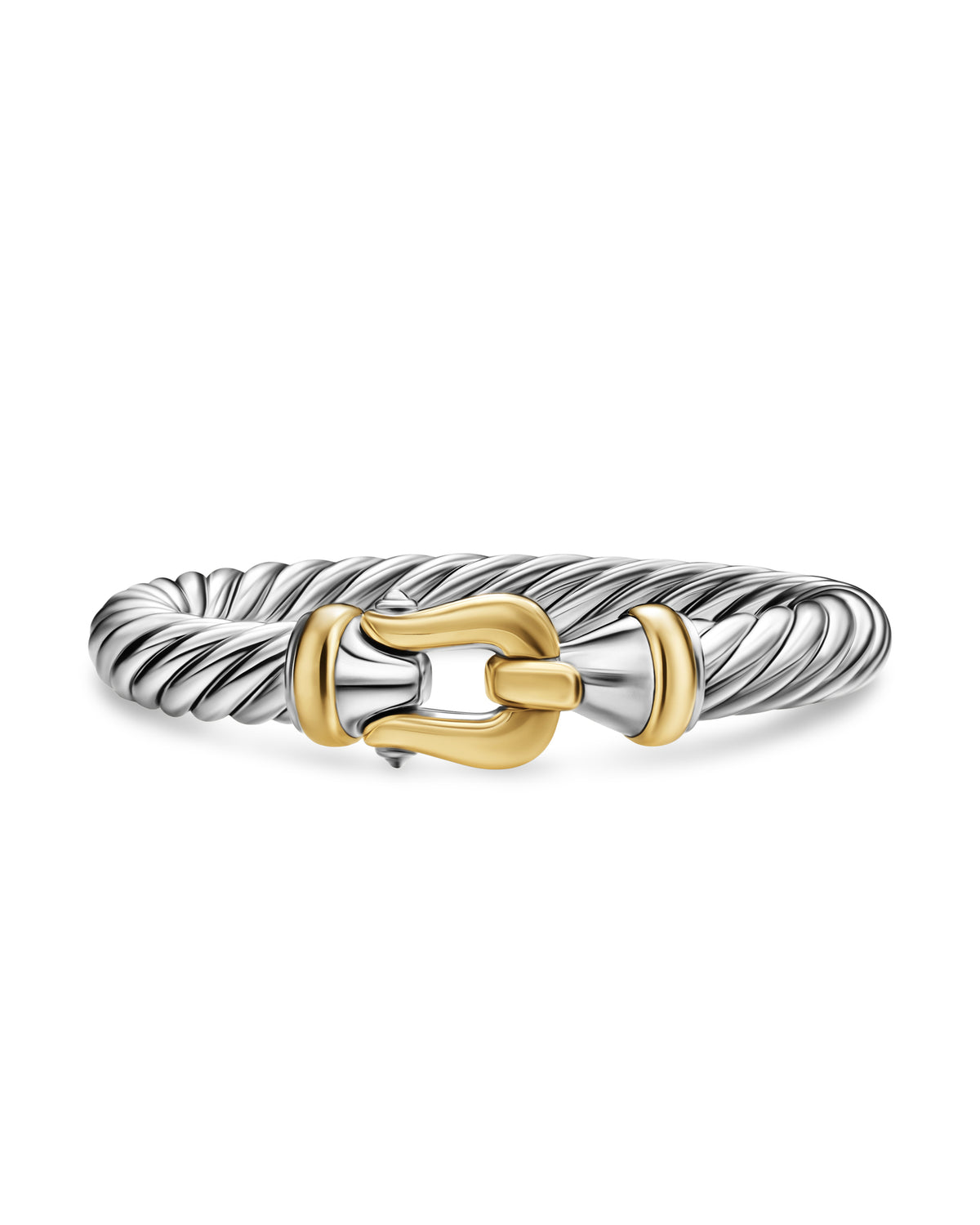 David Yurman Silver and Gold Cable Flex Buckle Bracelet