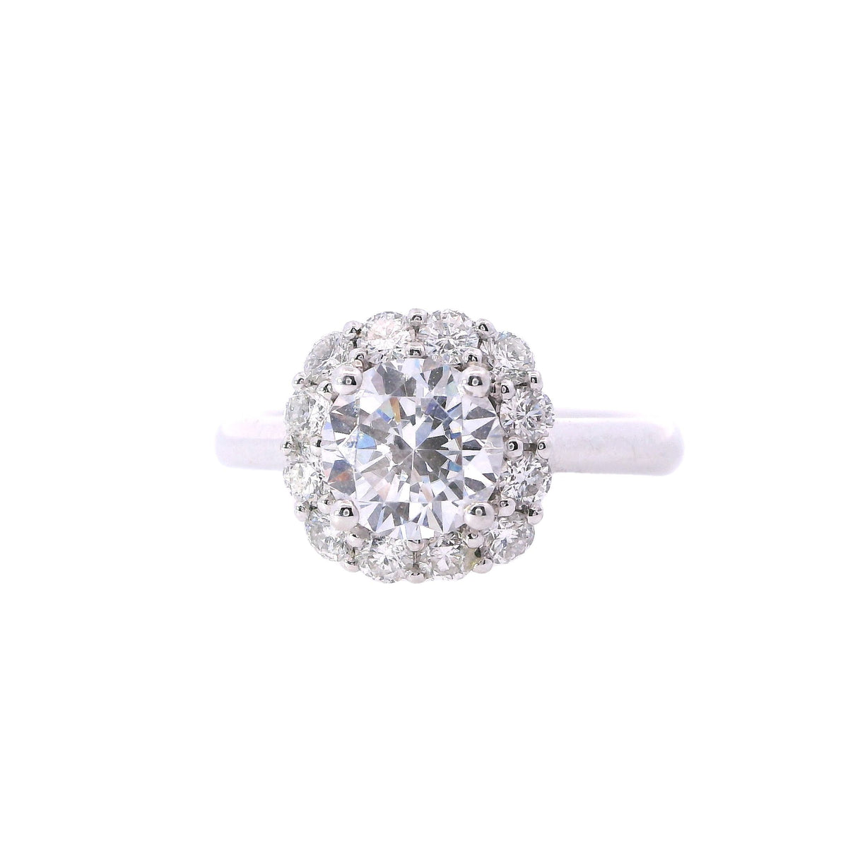 White Gold Round Diamond Halo Engagement Ring Mounting