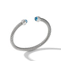 David Yurman Sterling Silver Classic Cable Blue Topaz Bracelet with Diamonds