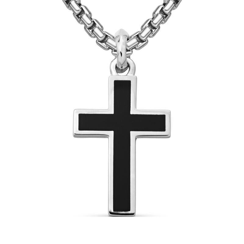 David Yurman Sterling Silver Black Onyx Inlay Cross Enhancer