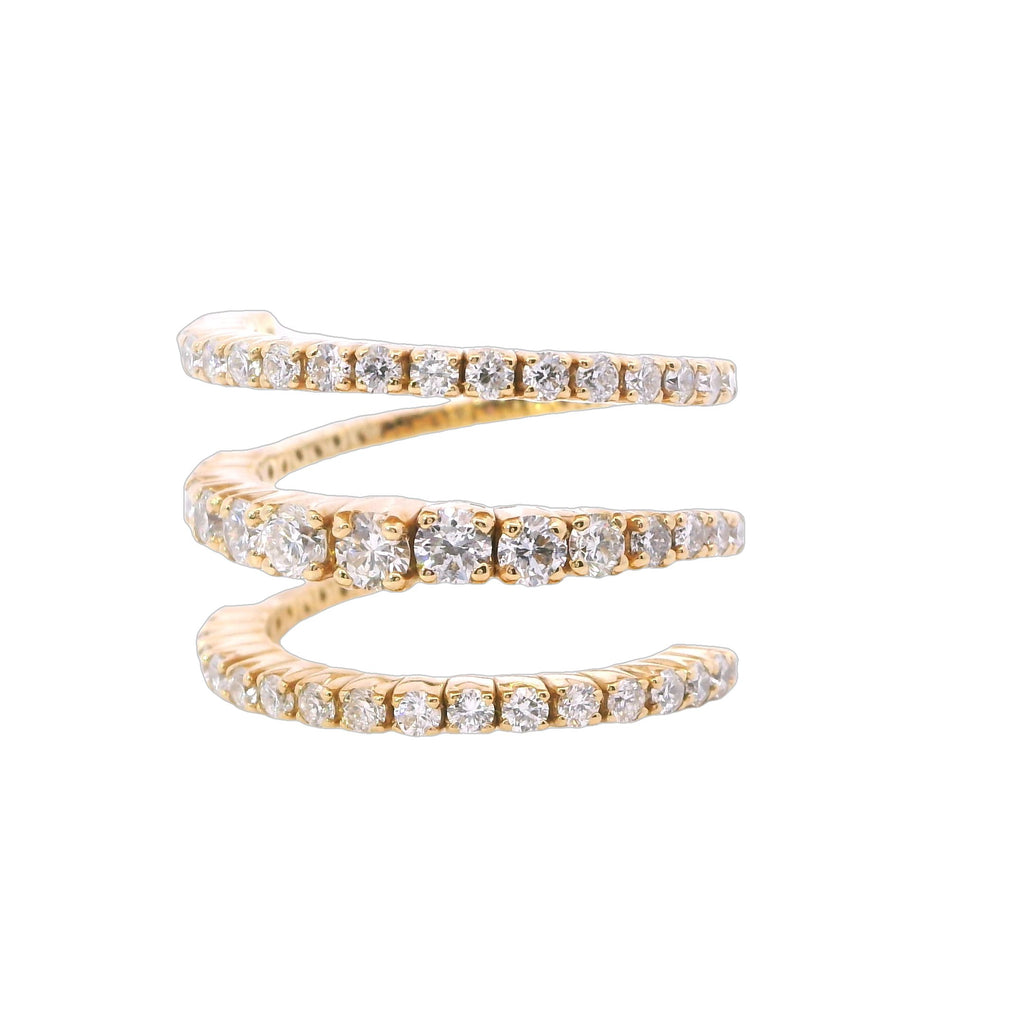 Yellow Gold Three Row Flexible Coil Fashion Ring