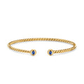 David Yurman Yellow Gold Micro Cablespira Flex Blue Sapphire Bracelet