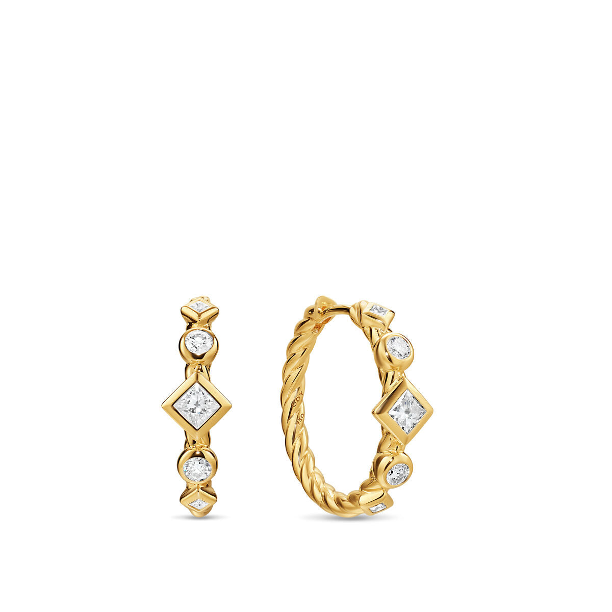 David Yurman Yellow Gold Petite Modern Renaissance Hoop Earrings