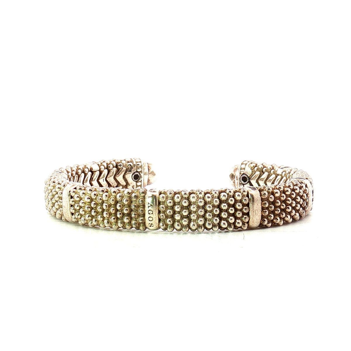 Estate Lagos Sterling Silver Seven Station Caviar Bangle