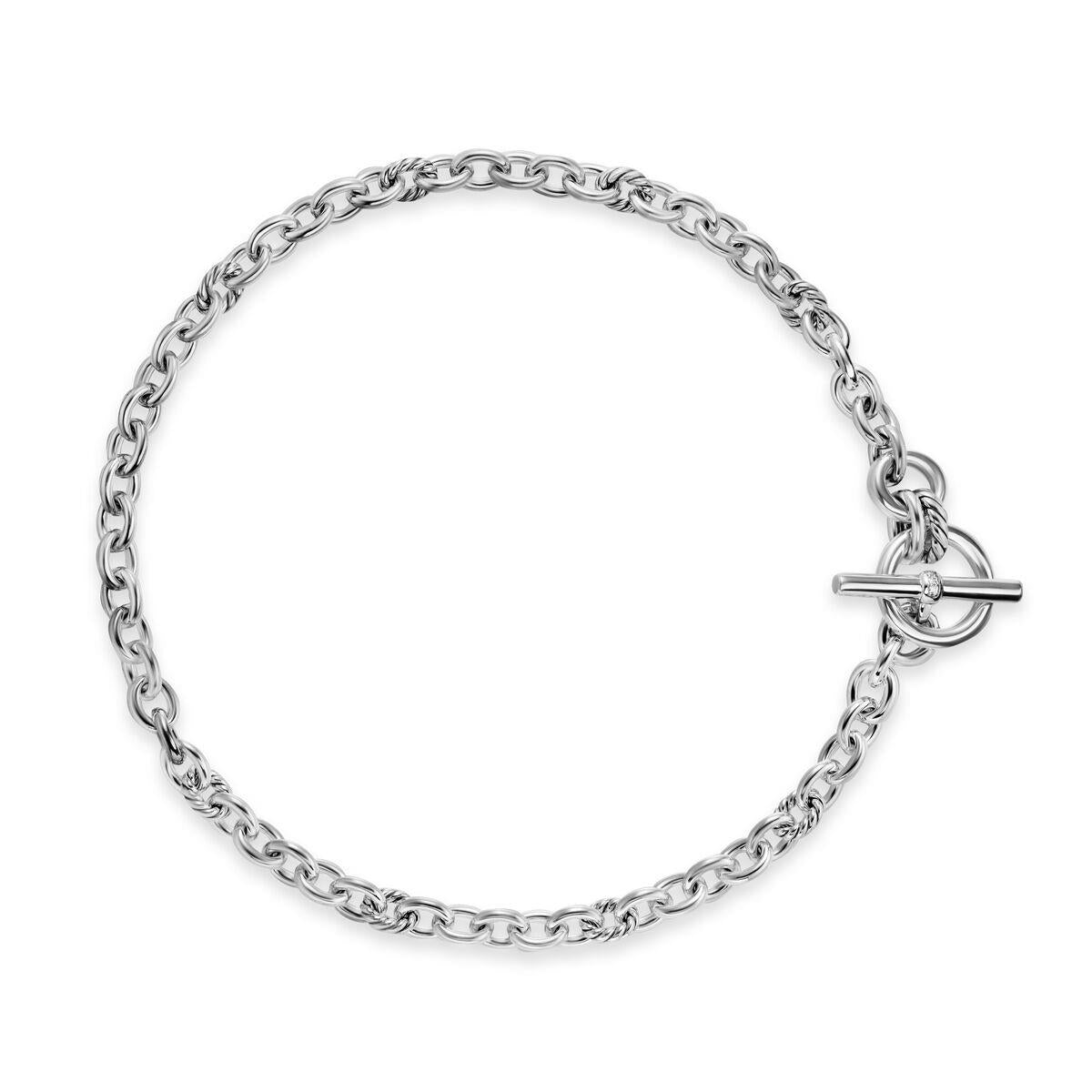 David Yurman Sterling Silver Mercer Single Row Toggle Necklace with Diamonds