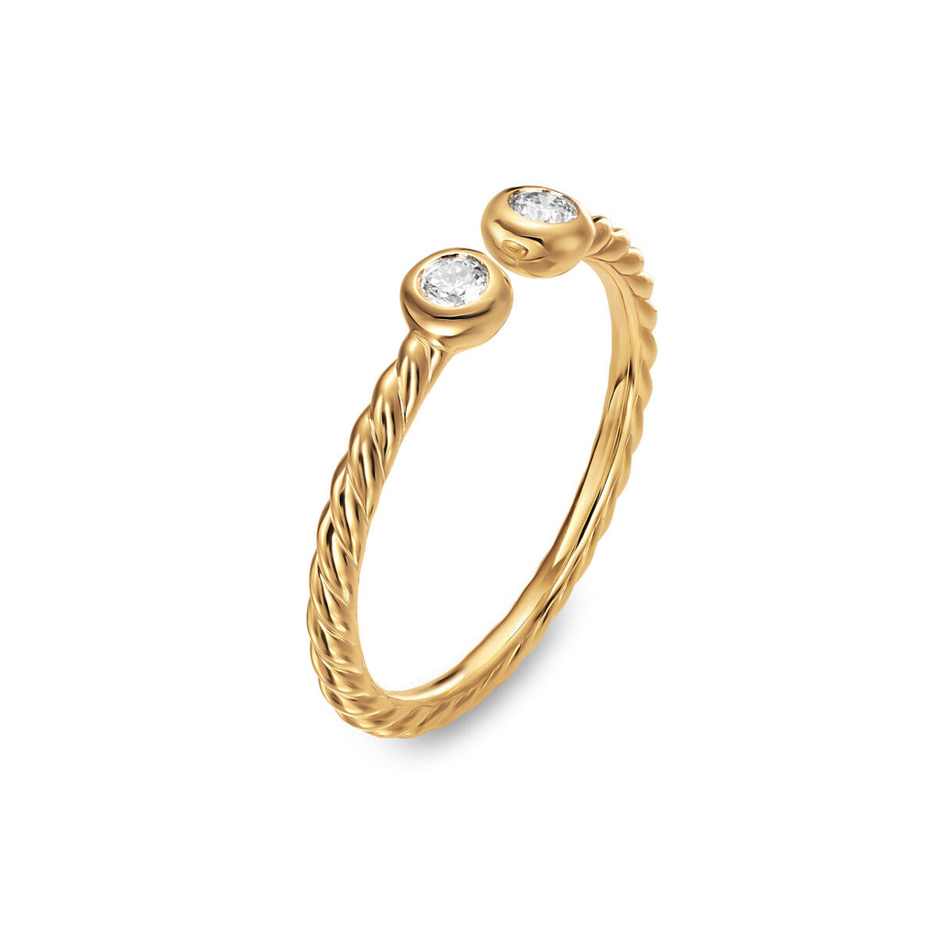 David Yurman Yellow Gold Petite Modern Renaissance Open Round Diamond Ring