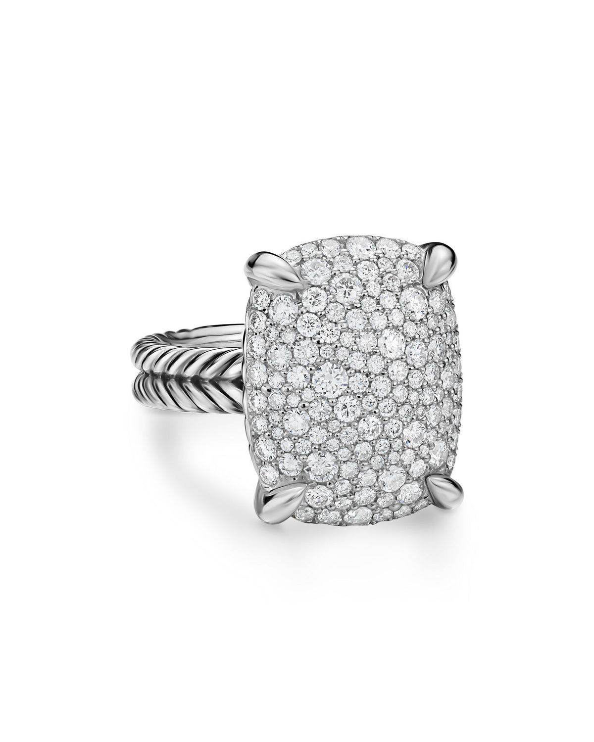 David Yurman Sterling Silver Chatelaine Diamond Elongated Cushion Ring