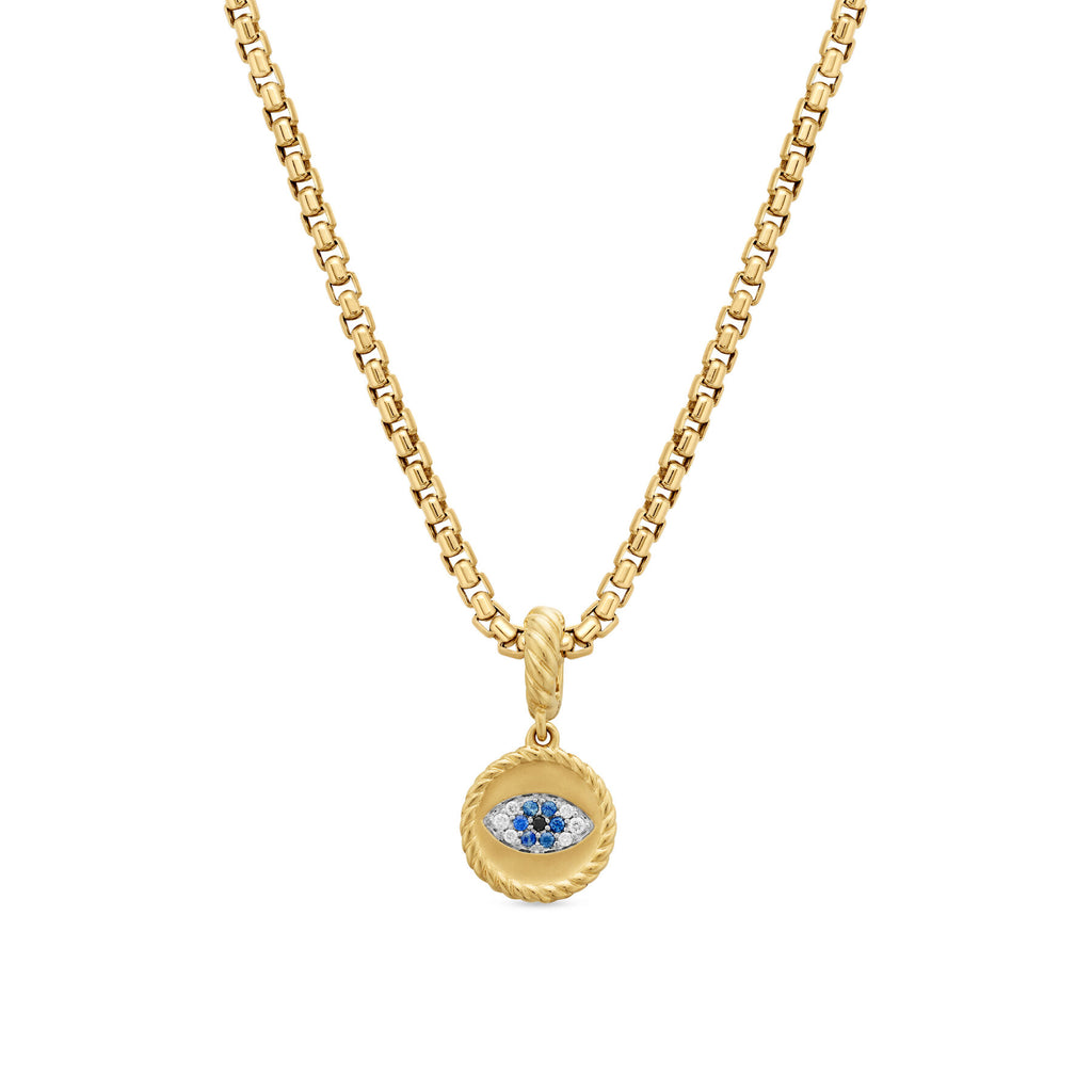 David Yurman Gold Evil Eye Sapphire and Diamond Charm