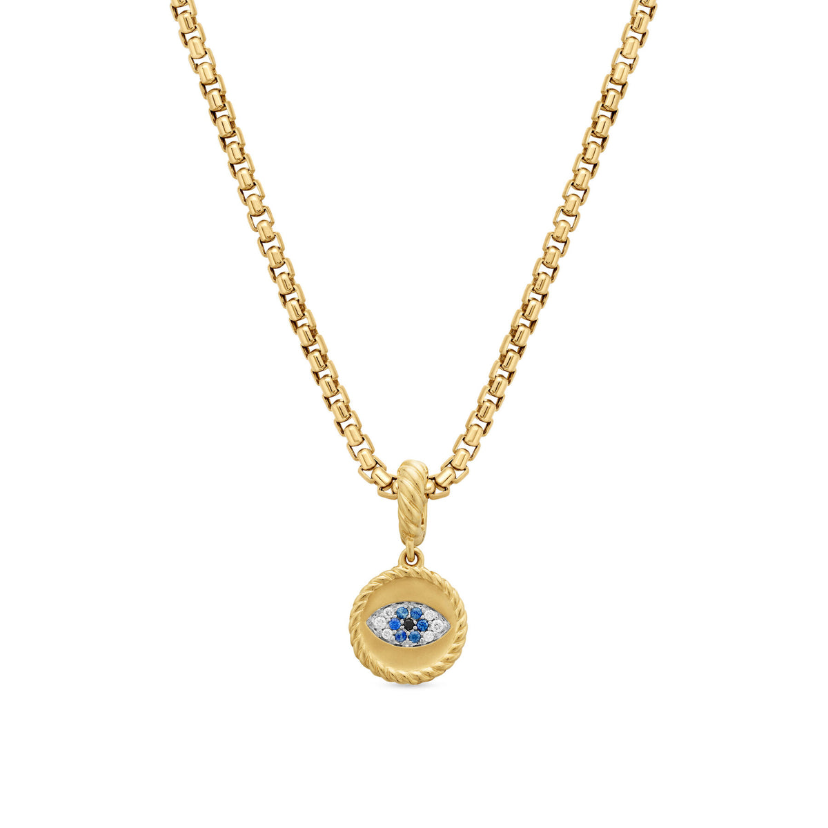 David Yurman Gold Evil Eye Sapphire and Diamond Charm