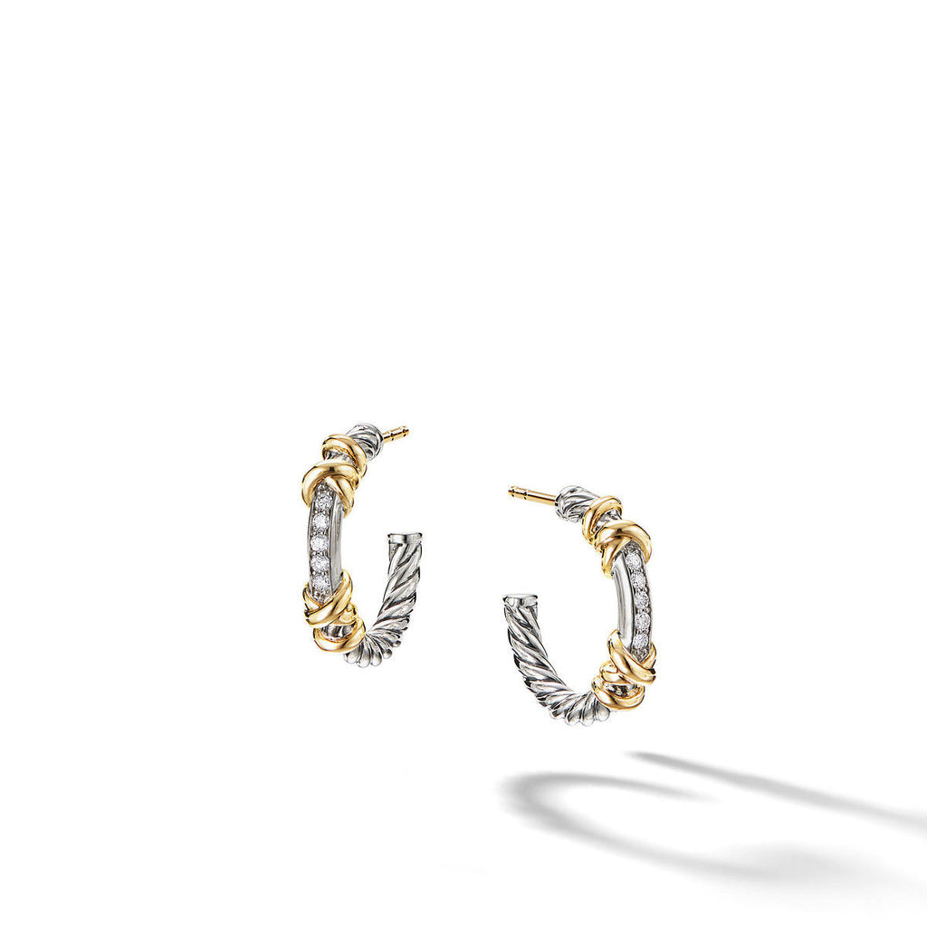 David Yurman Sterling Silver and Yellow Gold Helena Wrap Hoop Earrings