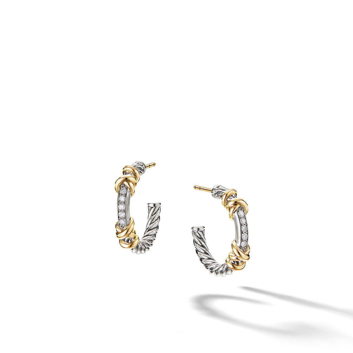 David Yurman Sterling Silver and Yellow Gold Helena Wrap Hoop Earrings