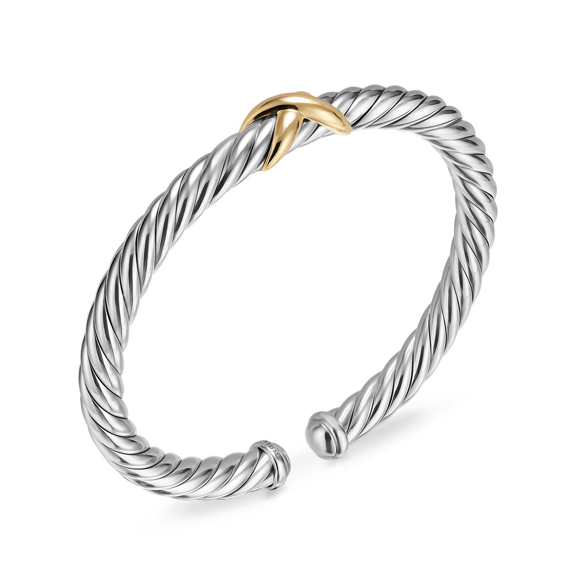 David Yurman Sterling Silver and Yellow Gold Cable Flex X Bracelet