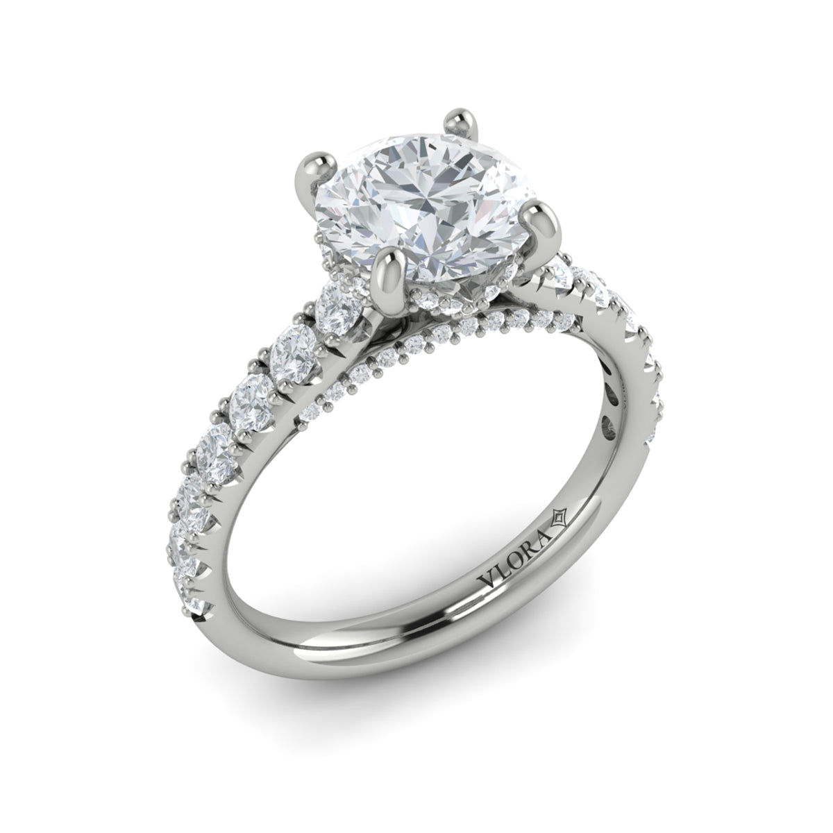 Vlora White Gold Diamond Hidden Halo Engagement Ring Mounting