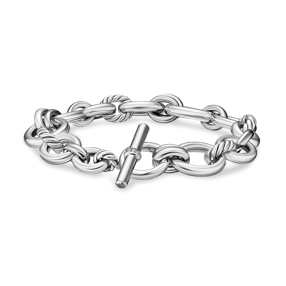 David Yurman Sterling Silver Mercer Chain Diamond Toggle Bracelet