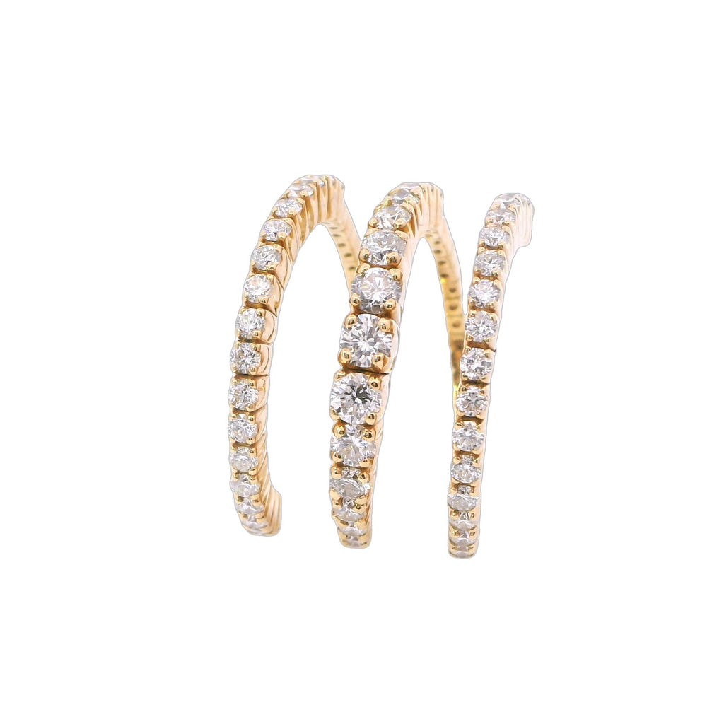 Yellow Gold Three Row Flexible Coil Fashion Ring