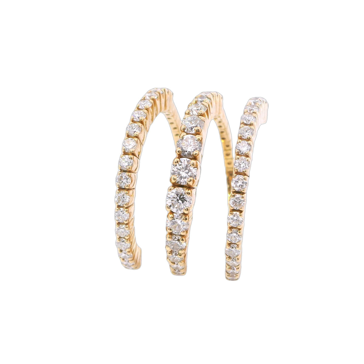 Yellow Gold Three Row Flexible Coil Fashion Ring