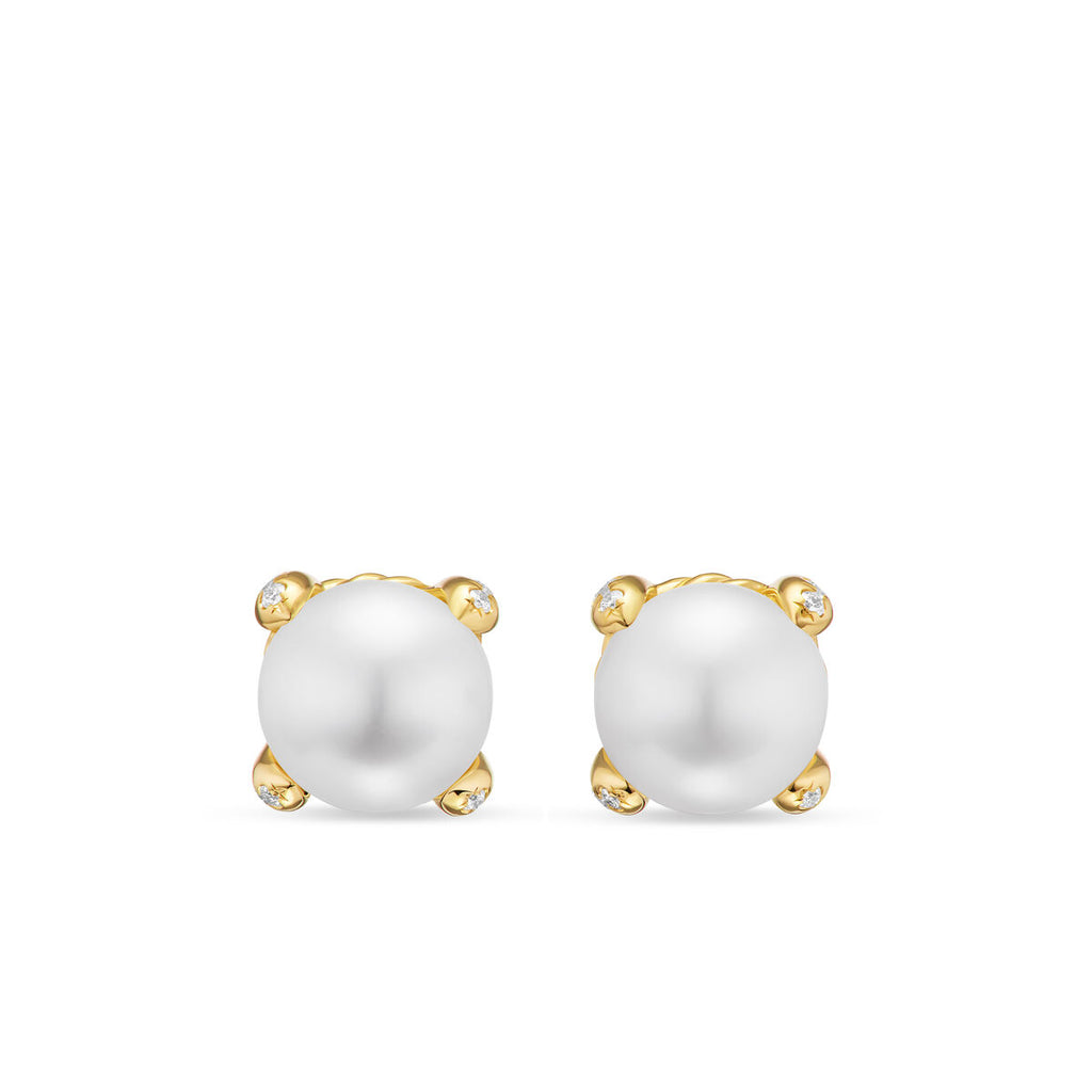 David Yurman Yellow Gold Pearl Classics Stud Earrings