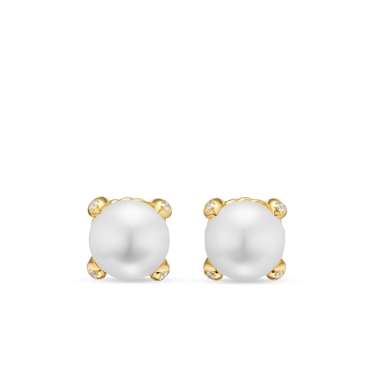 David Yurman Yellow Gold Pearl Classics Stud Earrings