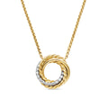 David Yurman Yellow Gold Mini Crossover Pendant Necklace with Diamonds