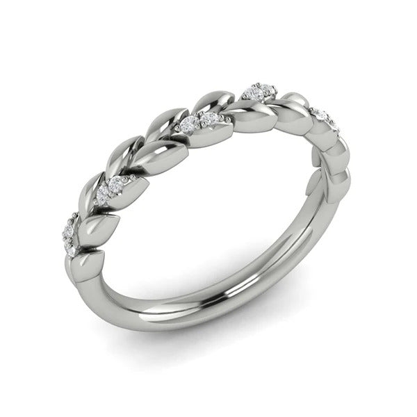 Vlora White Gold Floral Diamond Wedding Band