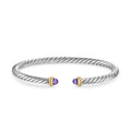 David Yurman Sterling Silver and Yellow Gold Cable Flex Amethyst Bracelet