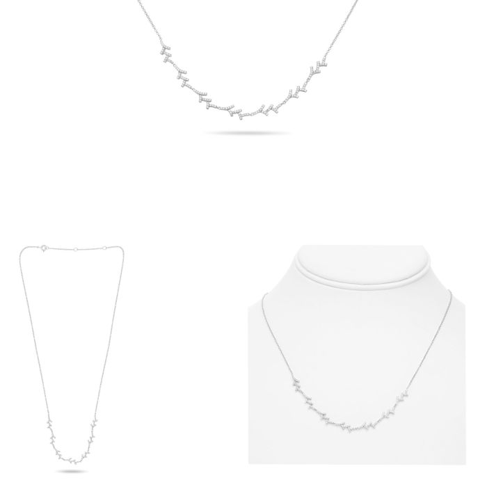 White Gold Diamond Branch Station Necklace