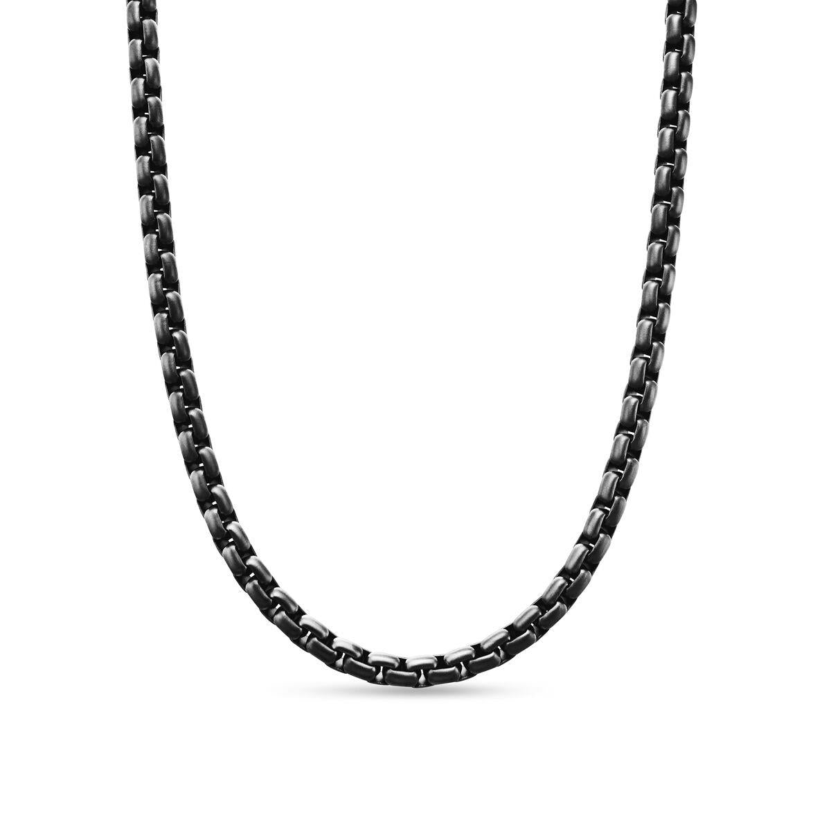 David Yurman Stainless Steel and Sterling Silver Box Chain with PVD Black Coating